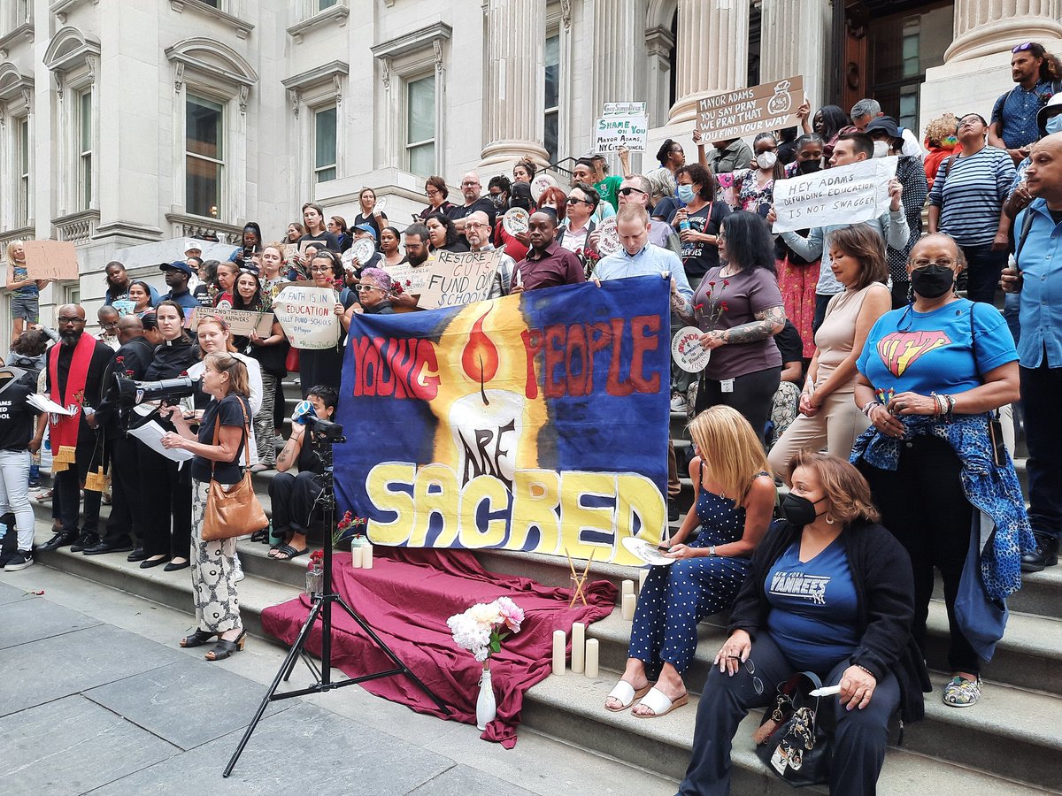 <a href="/ericadamsfornyc/">Eric Adams</a> #Restorethecuts Mayor Adams' cutting of $469 million from the NYC public school budgets is wrong! Your response that we should just pray is SIN! @KairosCenterNYC <a href="/nysppc/">New York State Poor People's Campaign</a> <a href="/middlechurch/">Middle Church</a> <a href="/LaborReligion/">Labor Religion Coalition of New York State</a>