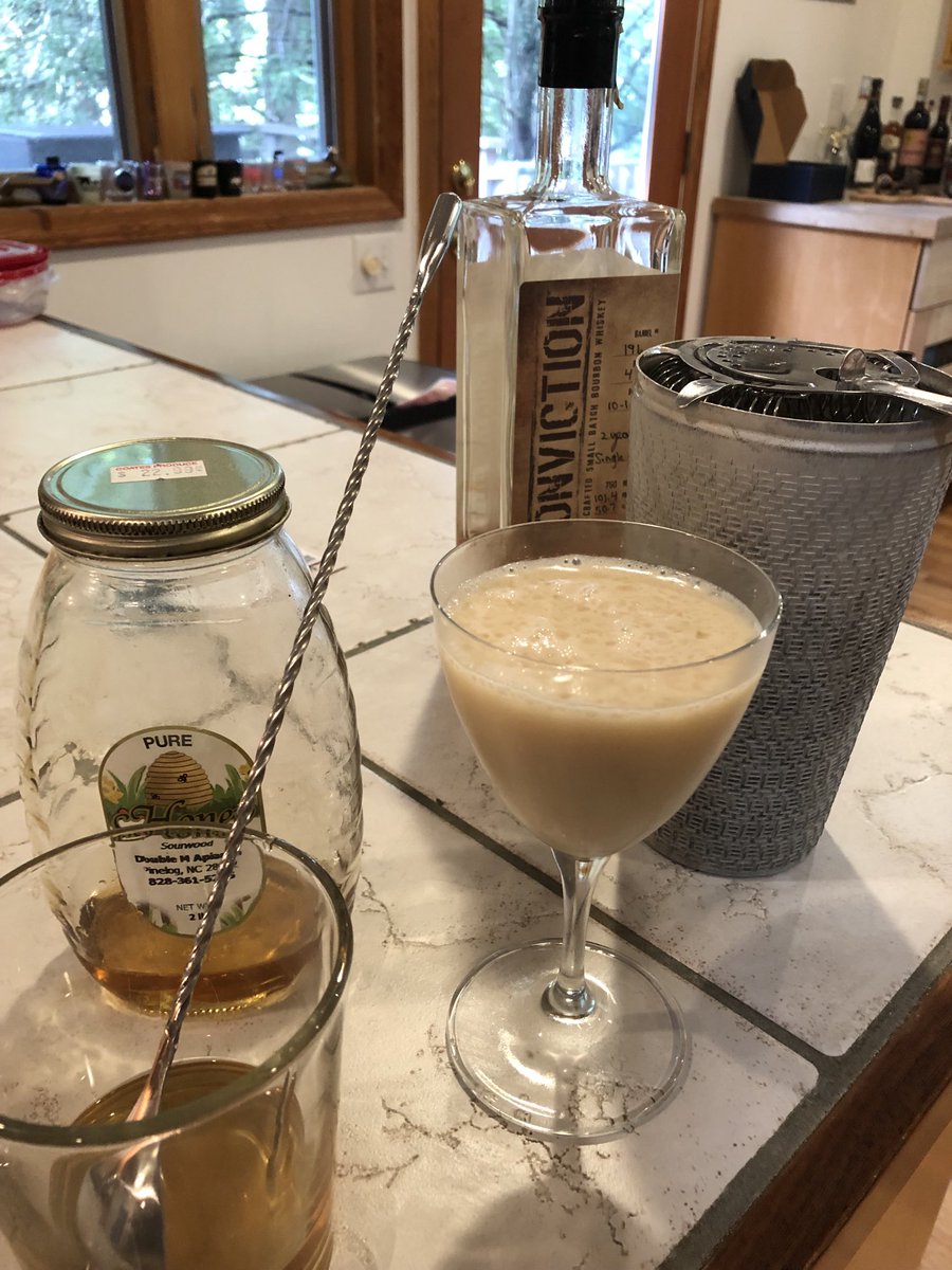 In searching for cocktails suitable for my new Nick and Nora glasses from <a href="/PappyVanWinkle/">Pappy Van Winkle</a>, I’ve found a winner: Hair of the Dog cocktail (whisky, honey syrup, cream). The Nick and Nora, popularized by the 1934 classic movie The Thin Man, is intended to be for “up” drinks, no ice.