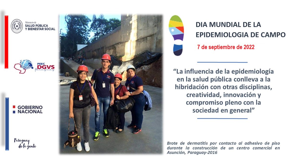 #Redsur #FETPParaguay se une a la celebración del Día Mundial de la Epidemiología de Campo - 07 de septiembre 2022:  ¨Empoderando a los epidemiólogos de campo para sistemas de salud más fuertes¨   #WorldFieldEpidemiologyDay 
<a href="/tephinet/">TEPHINET</a> <a href="/vigisaludpy/">Vigilancia de la Salud</a>