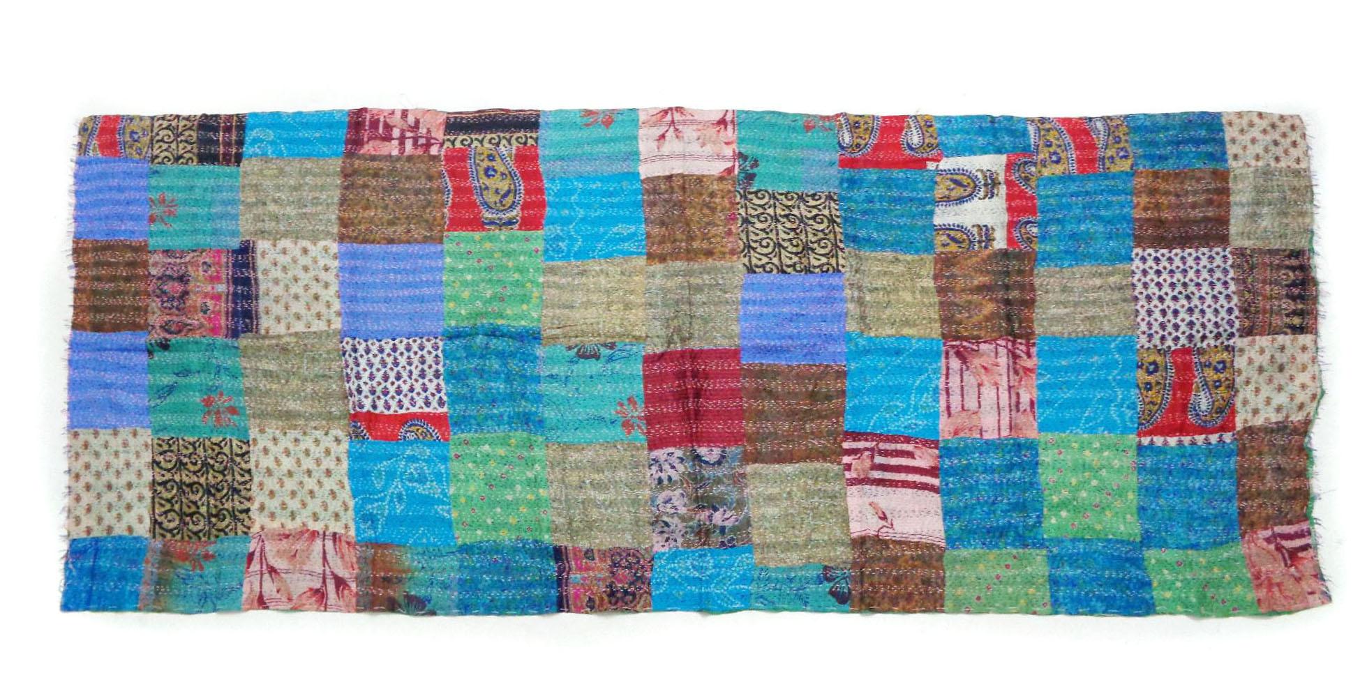 Silk Kantha Scarf Head Wrap Stole patchwork Hand Quilted Women Shawl Stitched KT65