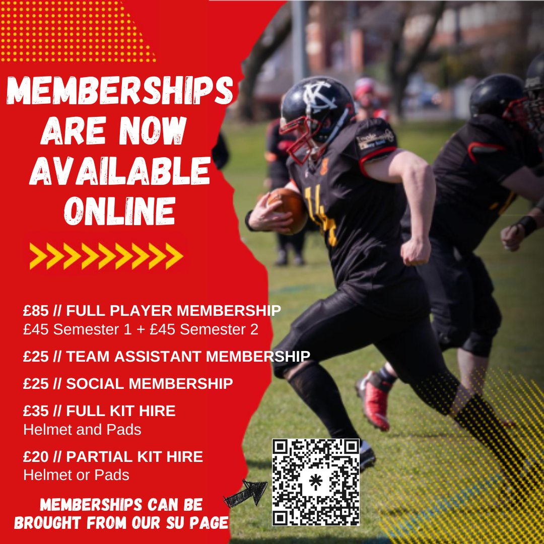 Both AU and American Football Memberships are now available to Purcahse on our SU page. Either follow the Linktree or use keelesu.com/activities/soc… to buy yours before the first session back 🏈🏈 <a href="/teamkeele/">Team Keele</a> <a href="/Sportkeele/">SportKeele</a> <a href="/KeeleSU/">Keele SU</a>