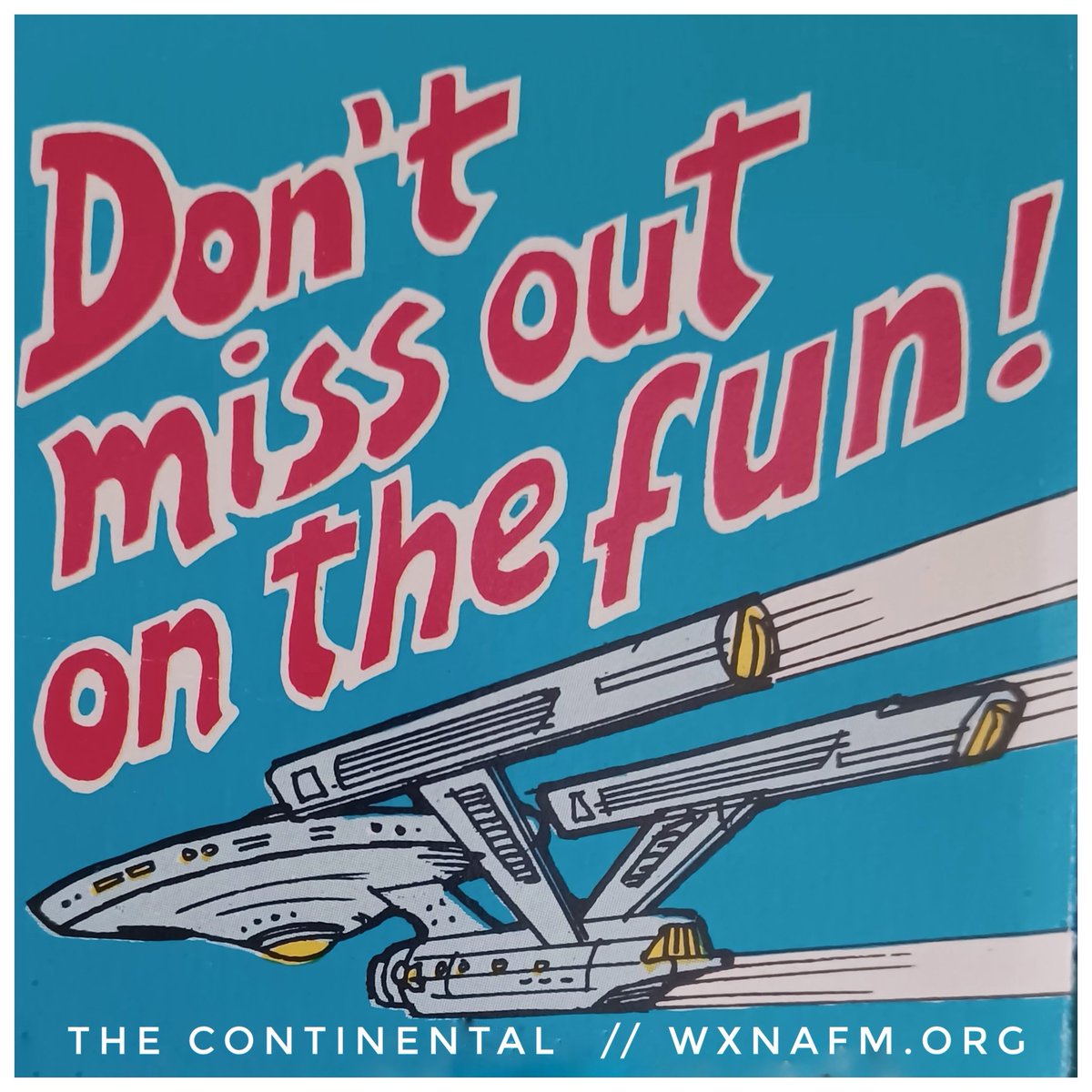 rhatfink's tweet photo. Live long, prosper and tune in for The Continental with DJ rhatfink on @WXNAfm Thursday morning at 7am for a celebration of Star Trek airing for the first time 56 years ago! #freakflagflying #freeformradio #dammit #imadj #notadoctor #StarTrek https://t.co/7uG4sdMu9K