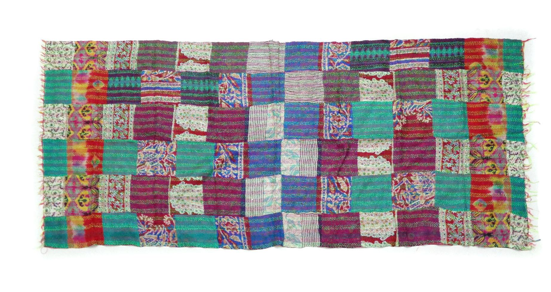 Silk Kantha Scarf  Neck Wrap Stole Dupatta Hand Quilted Women Bandanas headband KT61