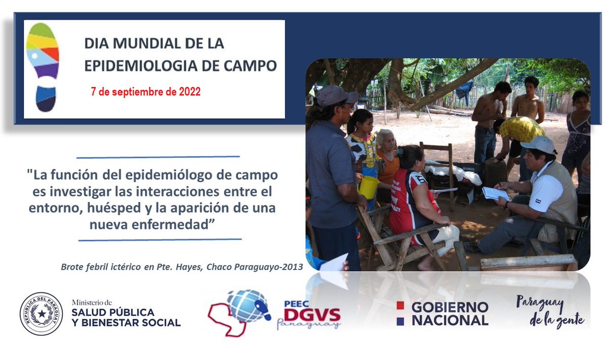 #Redsur #FETPParaguay se une a la celebración del Día Mundial de la Epidemiología de Campo - 07 de septiembre 2022:  ¨Empoderando a los epidemiólogos de campo para sistemas de salud más fuertes¨   #WorldFieldEpidemiologyDay 
<a href="/tephinet/">TEPHINET</a> <a href="/vigisaludpy/">Vigilancia de la Salud</a>