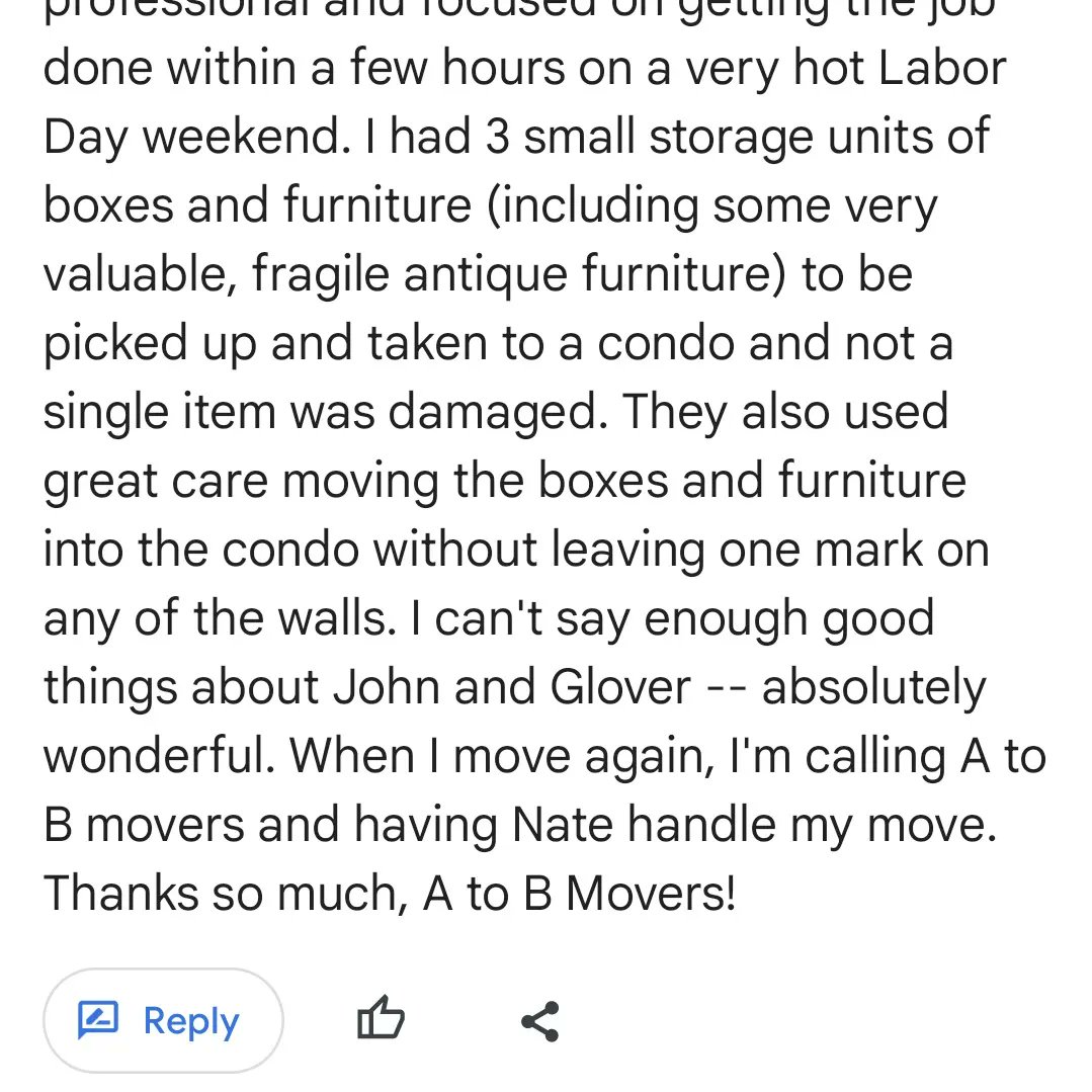 atobmoversaz's tweet photo. Our 100th Google review! We can't express how much we appreciate our customers. We welcome all feedback to improve our services but this one definitely put a smile on our faces. 😄#move #Arizona #smallbusiness https://t.co/JxfxBT7bUz