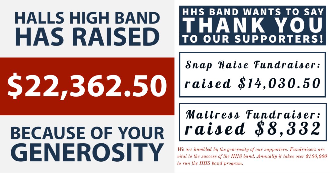 A HUGE Thank You to the HHS Band Supporters! You are truly AMAZING!  #ThankYou #HHSBand
