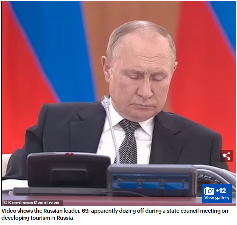 ⚡️ Vladimir Putin fell asleep during a meeting that was held on Russky Island and was dedicated to the development of tourism. This is reported by The Daily Mail.