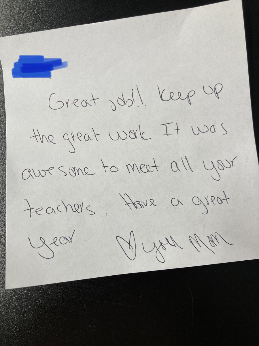 jblamkin521's tweet photo. Is it really a back to school night if the parents don’t have a “do now” and “exit ticket”?? Parents viewed student artwork and wrote messages of positivity to their students! 💙 Here are just a few! @higginshawks @PeabodyPublic https://t.co/B5cgy43Pys