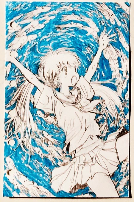 #あなたのセーラー服をみせてください・『颱風来るよっ!』・『雲の上の彼女」・『ひらり』・『タコタコ・オクトパスパイラル・ダイブ』 #Original #Archives #tegaki_dt #MINI6HOLES 