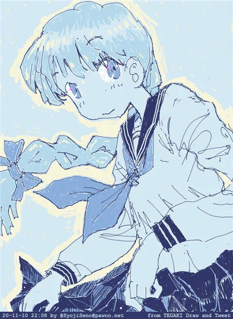 #あなたのセーラー服をみせてください・『颱風来るよっ!』・『雲の上の彼女」・『ひらり』・『タコタコ・オクトパスパイラル・ダイブ』 #Original #Archives #tegaki_dt #MINI6HOLES 