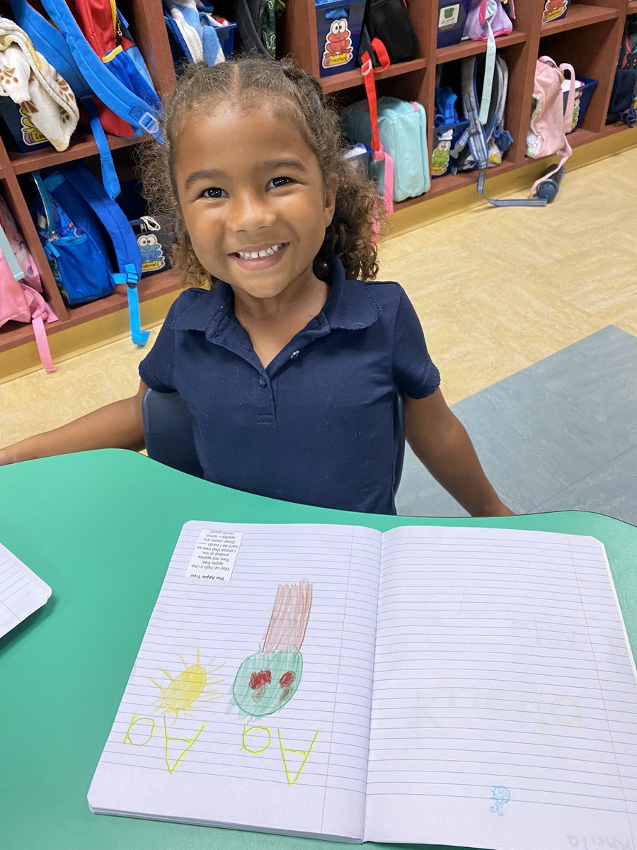 nanajofletcher's tweet photo. They were so excited to work in their journals today! Tracing letter Aa and illustrating our Apple tree poem. #letterknowledge #finemotor #comprehension #vbe #vbevibe #sdircprek #prek #vpk https://t.co/TgKLEfRQJ4