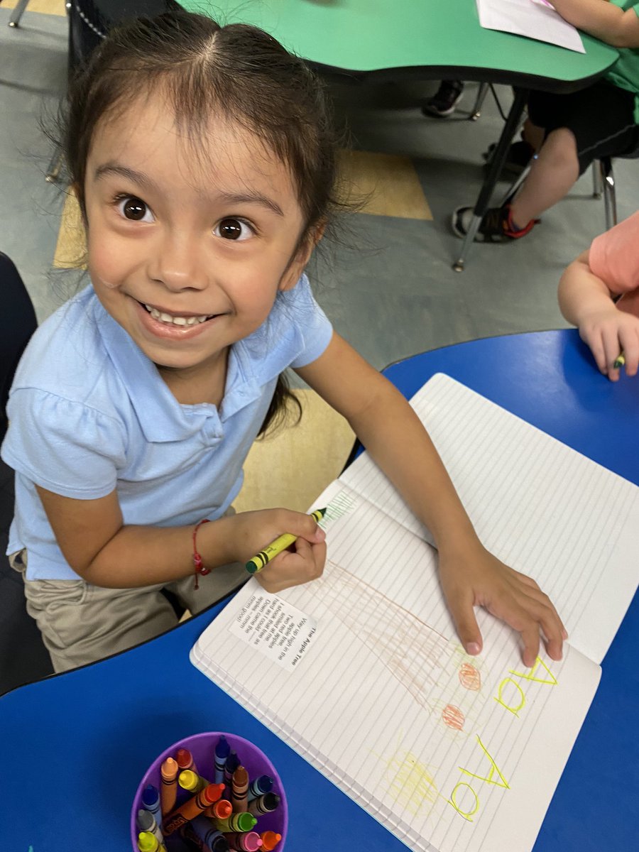 nanajofletcher's tweet photo. They were so excited to work in their journals today! Tracing letter Aa and illustrating our Apple tree poem. #letterknowledge #finemotor #comprehension #vbe #vbevibe #sdircprek #prek #vpk https://t.co/TgKLEfRQJ4