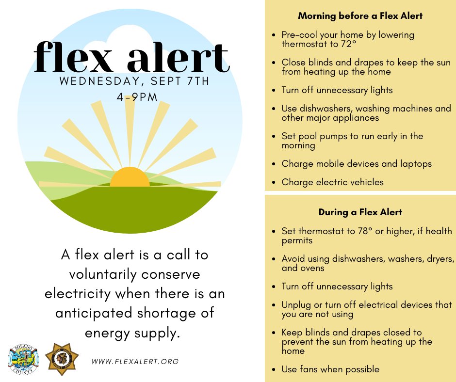 Your efforts prevented rotating power outages last night and we need your help again! Here's how you can help, turn your thermostat up to 78° or higher (if health allows) and hold off on using large appliances like washing machines and dishwashers until after 9pm. #FlexAlert