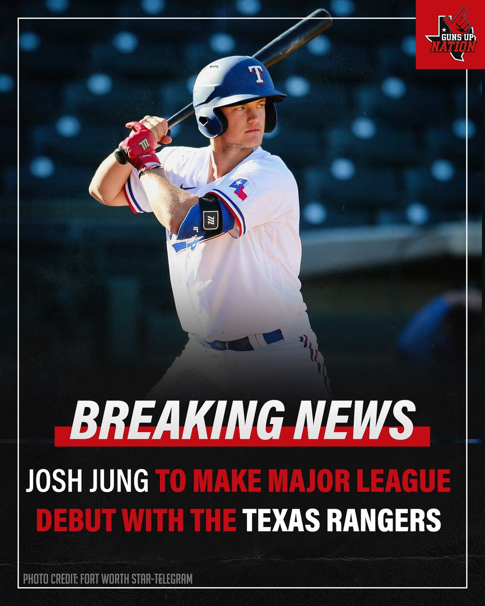🚨𝗕𝗥𝗘𝗔𝗞𝗜𝗡𝗚: Josh Jung will called up to the majors and will make his debut for the <a href="/Rangers/">Texas Rangers</a> tomorrow!
