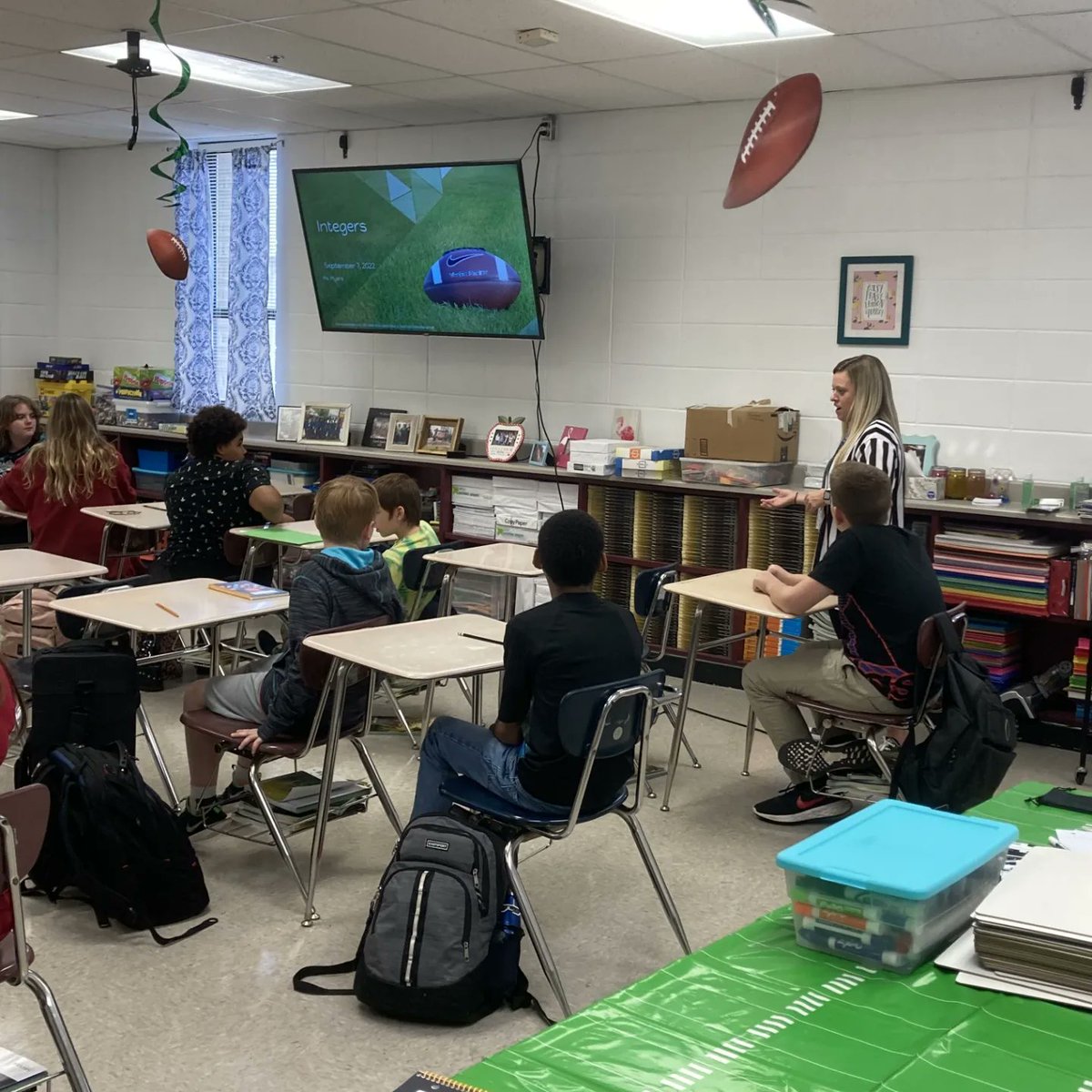 Can't think of a better way to KICK OFF integers than with this football theme in Ms. Myers's class! 🏉#CougarsClimbHigher
