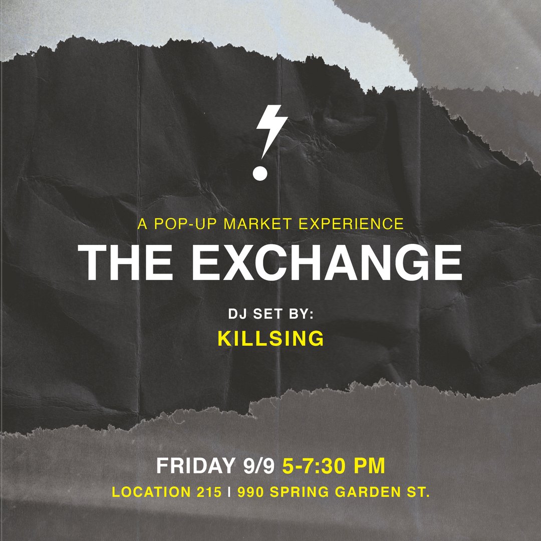 BPHLFest's tweet photo. The Exchange: a Pop-Up Market Experience curated by Debora Charmelus.
Saturday 9/9 | 5pm-7:30pm at #Location215 with a DJ set by #Killsing
Get your tix ➡️ https://t.co/kUWOGx10oV
#bphlfest #campusphilly #visitphilly #explorePHL https://t.co/M8Vs8LeBlG