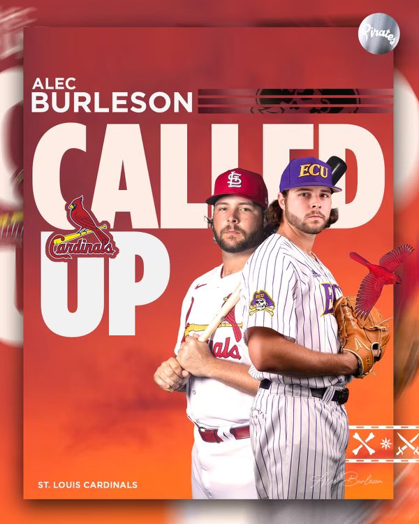 ECUBaseball's tweet photo. Congrats to @alecburleson9 on getting called up to the big leagues today! Extremely proud of you Burley! 🏴‍☠️ https://t.co/WvaBlWlOkp