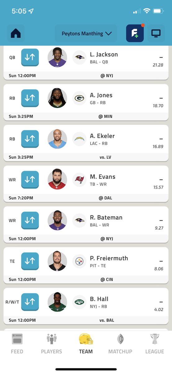 jaycej76's tweet photo. @JDLewisFF who would you drop from the bench for a back up qb? Lamar is my starter but didn’t draft a back up. https://t.co/j5AnJIz3dk