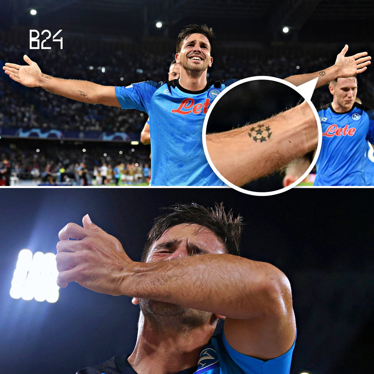 Com 14 anos, Giovanni Simeone tatuou o símbolo da Champions contra a vontade dos pais e prometeu beijá-lo no dia em que marcasse na competição. 

Hoje, com 27 anos, cumpriu a promessa com um golo na estreia contra o Liverpool 💙