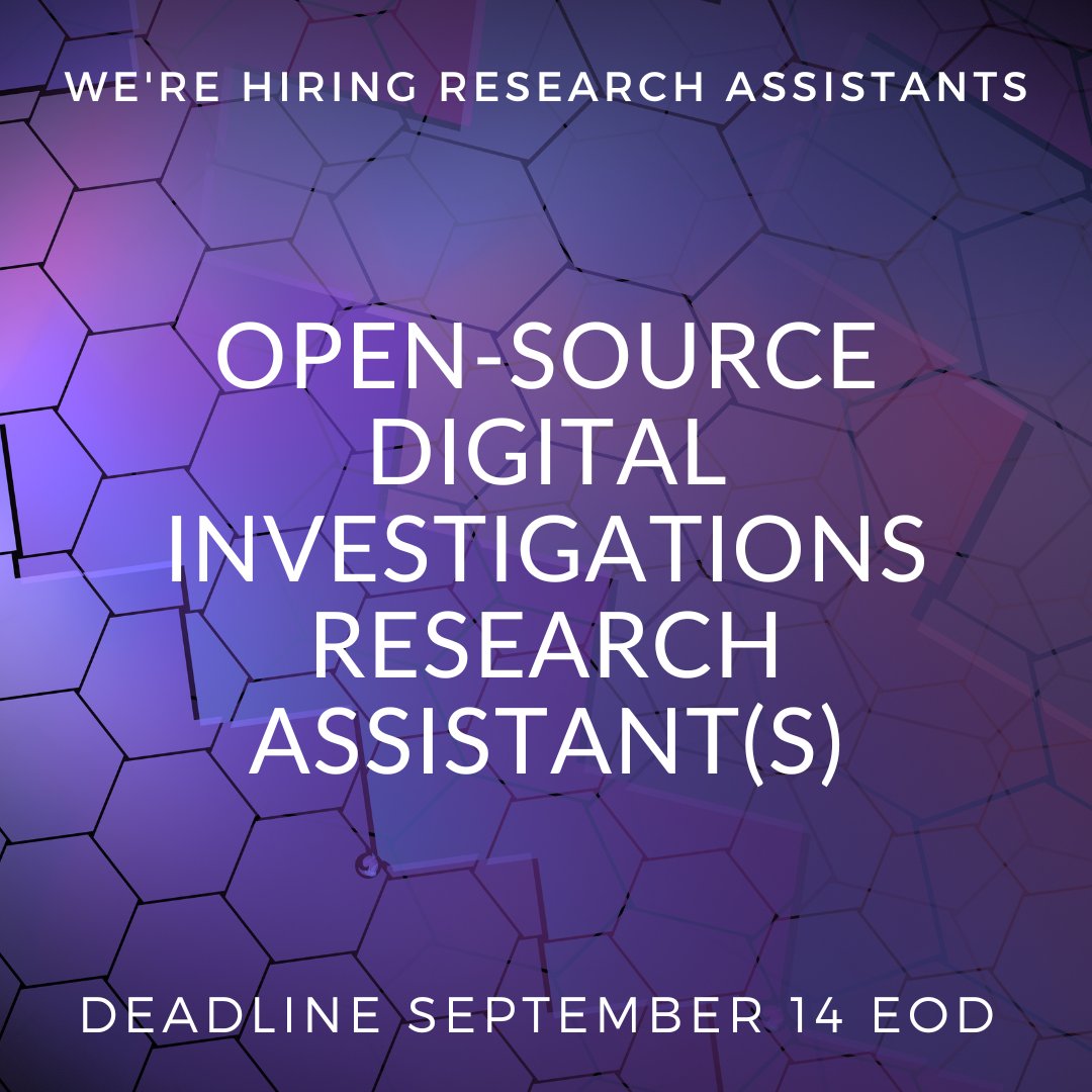 📌 We're hiring research assistants for our open-source digital investigations! *UCLA Law students only *Deadline EOD, Wednesday, September 14th! Details promiseinstitute.law.ucla.edu/wp-content/upl…