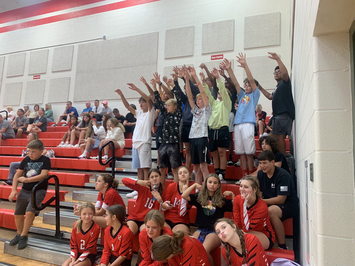 PCMS student section supporting the volleyball team! #wearepc