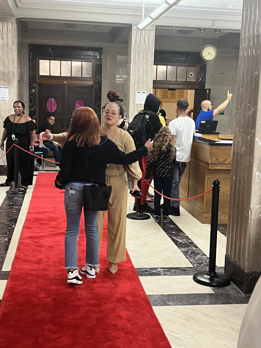 RCSDFranklin's tweet photo. At Franklin Lower we literally rolled out the red carpet to greet our scholars for the new year. A huge shout out to Ms. Lewis for setting the vibe and and bringing such joy to the first day of our 3rd year as a school. @RCSDNYS @drpeluso https://t.co/ViyqjBmznX