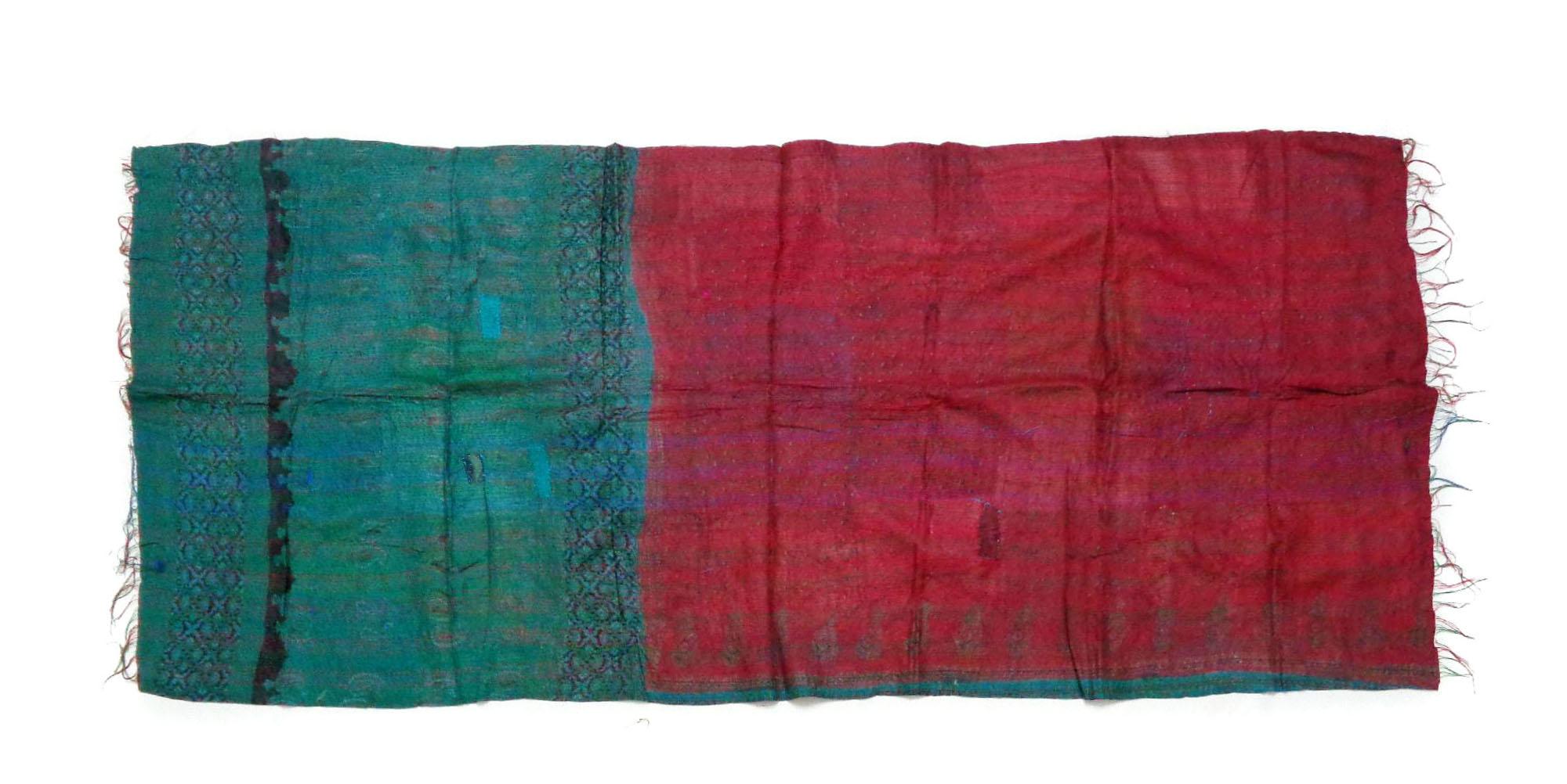 Handmade patchwork long Silk Kantha Scarf Head Wrap Stole Dupatta Hand Quilted Women Shawl KT42