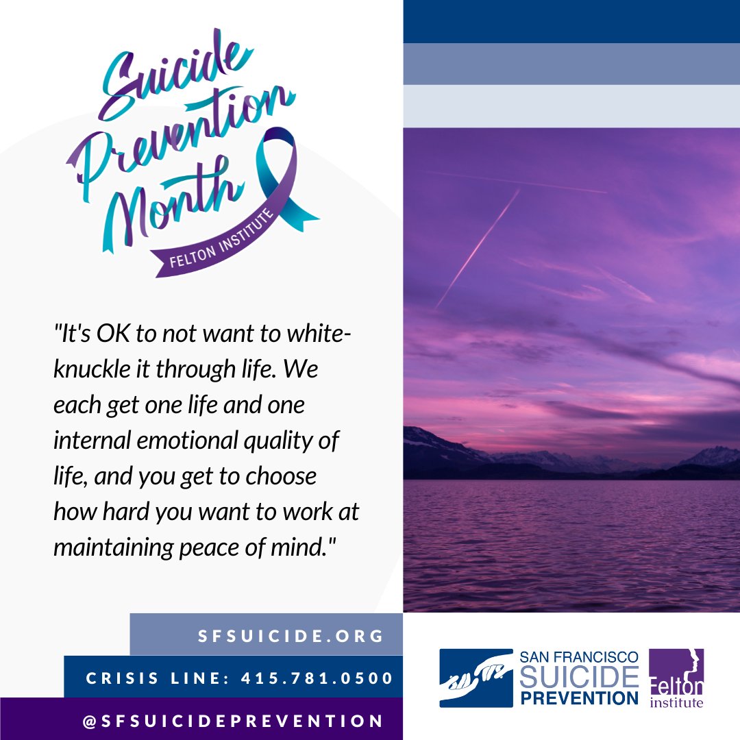 SFSuicide's tweet photo. Everyone can feel depressed at times and for some, these feelings can grow to thoughts of suicide or hurting yourself, but you do not have to struggle alone. Our crisis hotline offers 24/7 support from real people with real words of encouragement and relief. https://t.co/ddAe2wNAbP