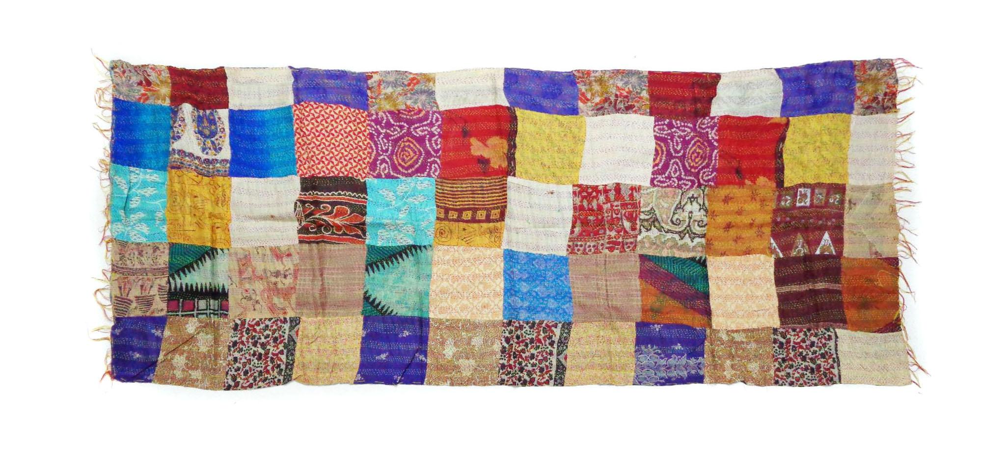 Handmade patchwork long Silk Kantha Scarf Head Wrap Stole veil Hijab Scarves Reversible Sew KT32