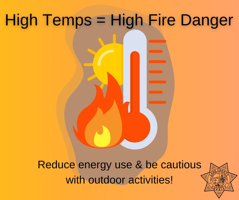 Temperatures are soaring, Lake County! Staying safe in this heat means staying cool and avoiding activities that could cause a spark. Officials advise, to avoid power outages, we each have to do our part now! To learn more, and sign up for alerts, visit: flexalert.org