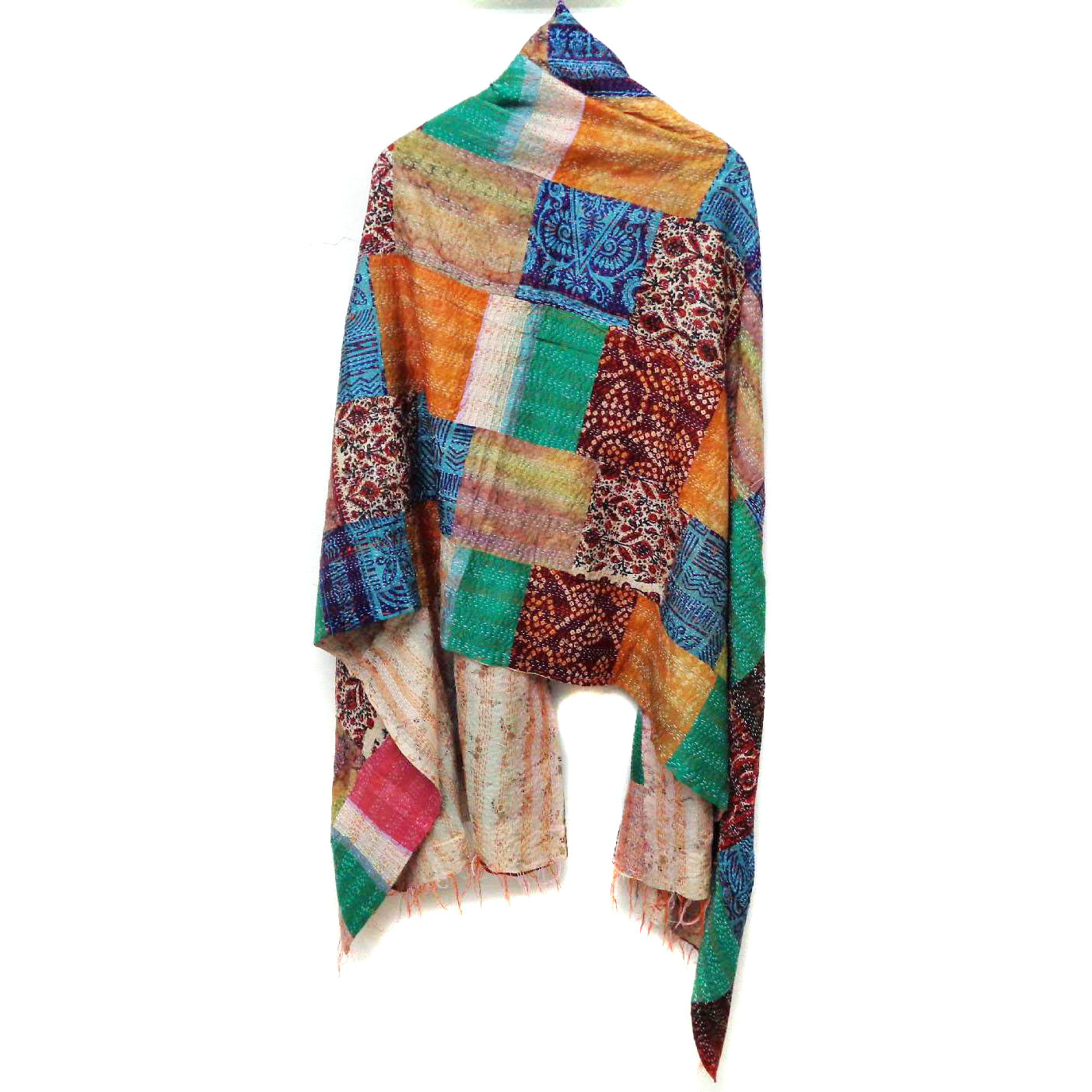 Silk Scarf Neck Wrap Stole patchwork Kantha patchwork Scarf Veil Boho Scarves KT31