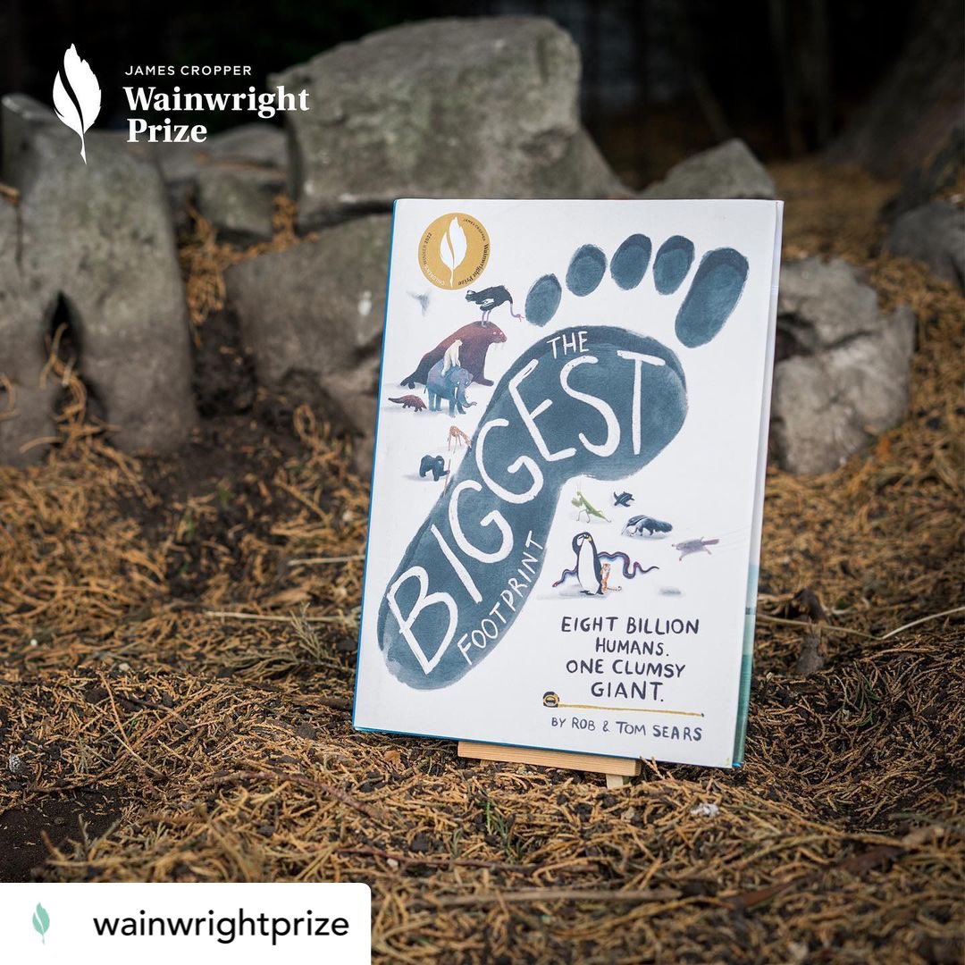 RedLionBooks's tweet photo. Congratulations to ‘The Biggest Footprint: Eight billion humans. One Clumsy Giant’ by Rob & Tom Sears on being awarded the 2022 James Cropper Wainwright Prize for Children’s Writing on Nature and Conservation, published by @canongatebooks #WainwrightPrize22 #JCWP22 https://t.co/9A3j6opOX5