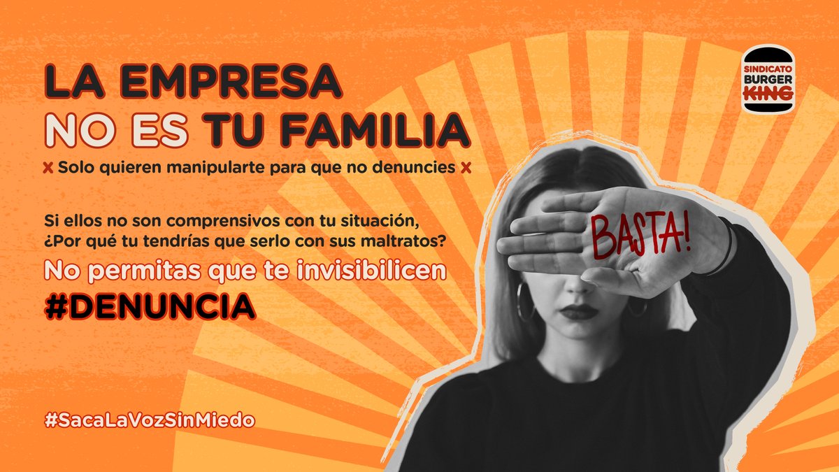 En las tiendas de Burger King existe una constante manipulación hacia nosotros como trabajadorxs, buscando que no denunciemos todos sus maltratos y atropellos. 

❌No son tus amigos, no son tu familia, si ellos no velan por ti, tu no empatices con ellos.❌

#SindicatoBurgerKing