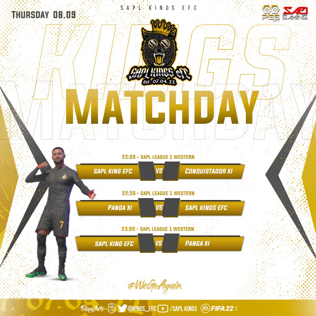Kings_eFC's tweet photo. Sticky double header to end of MD8 for the Kings. 

#WeGoAgain

@SAProClub https://t.co/dXaKWHRs7w
