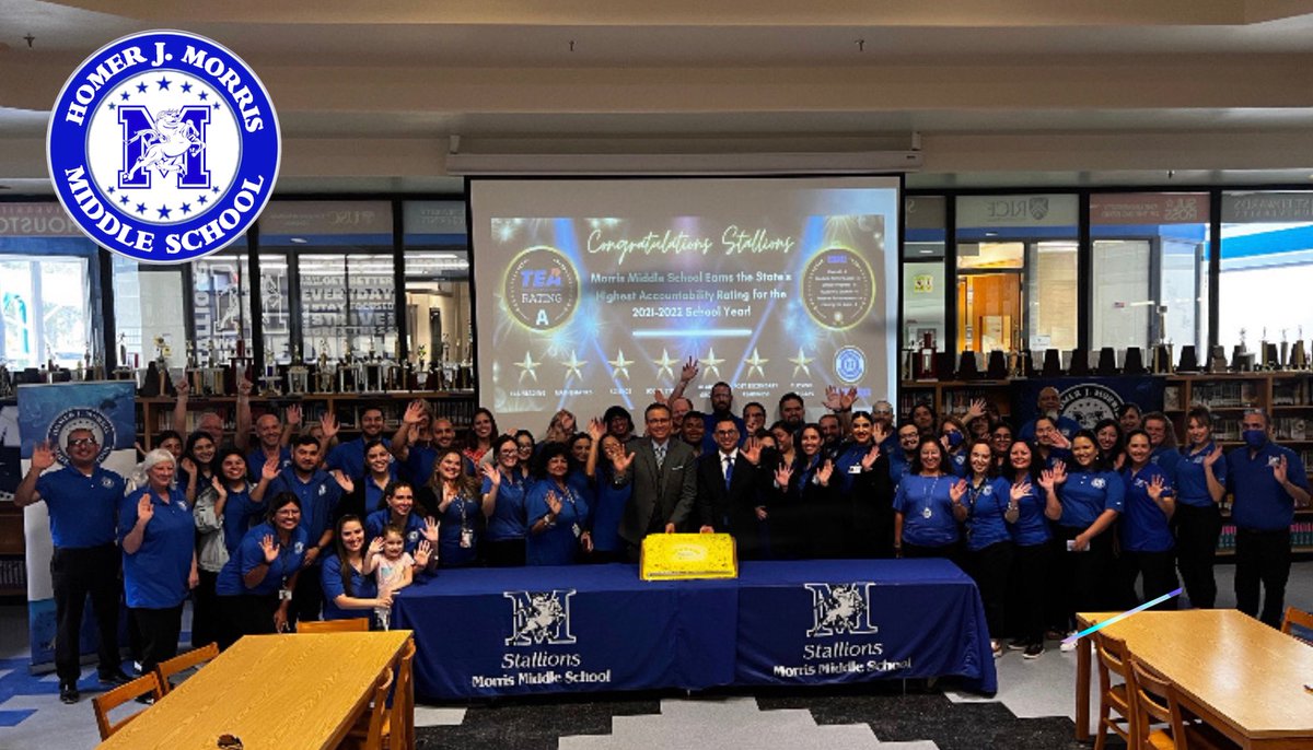 stallions045's tweet photo. A BIG congratulations to all our Morris MS teachers and staff for earning an “A” rating  and all 7 distinctions! Thank you Dr. Gonzalez, McAllen ISD Superintendent, and leadership team for celebrating with us today! 🎉🎉🎉🎉🎉🎉🎉
#MorrisPride
#DistrictOfChampions
@Mcallenisd https://t.co/cRJwtIUelb