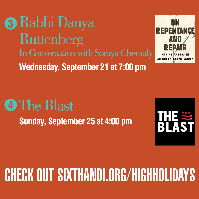 SixthandI's tweet photo. With Rosh Hashanah just a couple weeks away, we’re here to help you get in the right mindset for a fresh start to the new year. Check out our full list of High Holidays events and services here: https://t.co/4iyC7TZUUf https://t.co/6Q71f1Oqhw