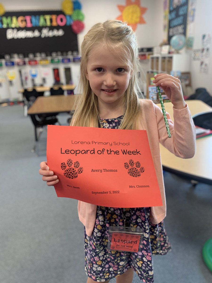 Proud of our Leopard of the Week! She is awesome!! #theleopardway @LorenaPrimary