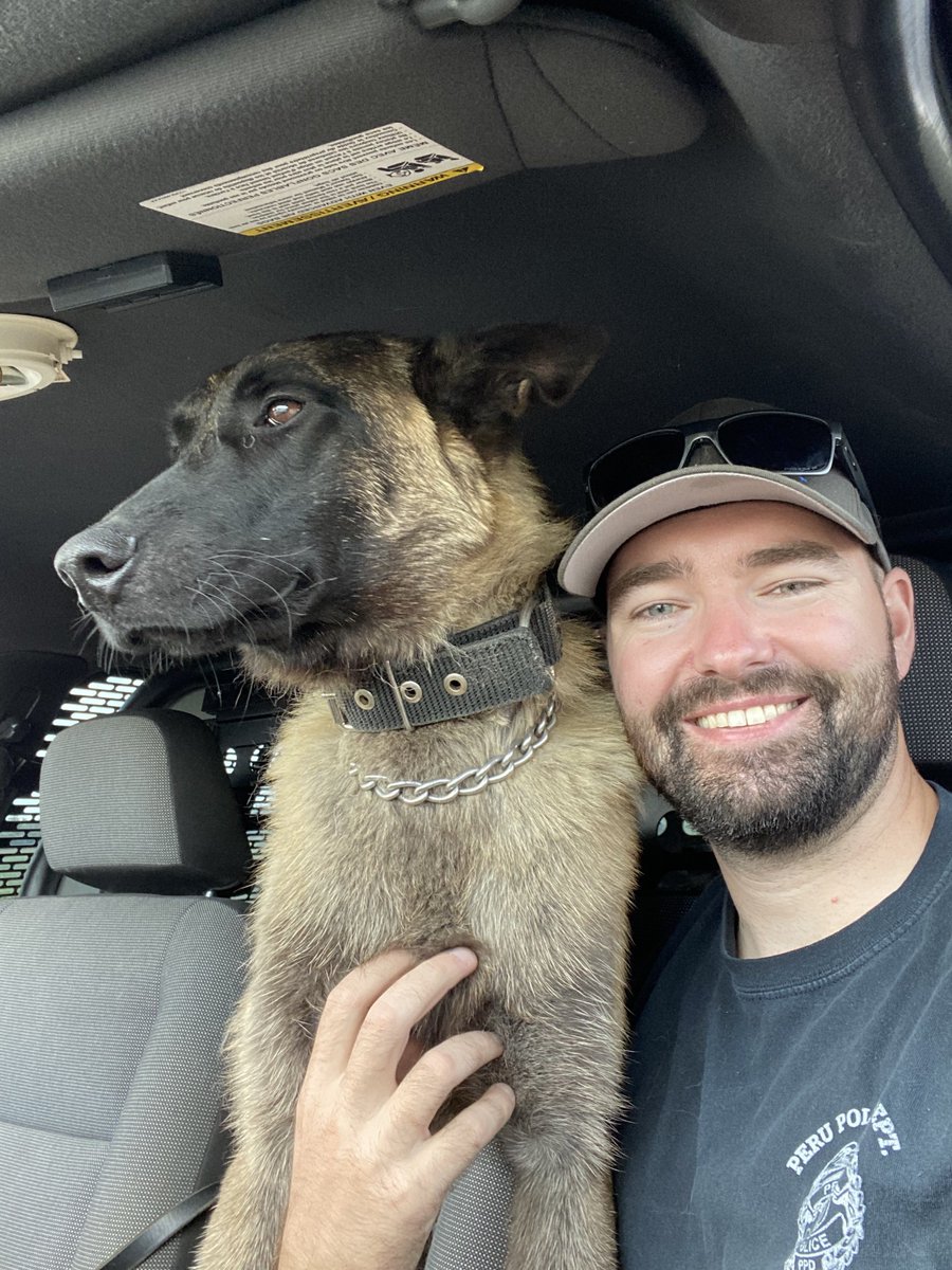 PeruPd's tweet photo. Earlier today, Officer Smith met his new partner, Tygo. Tygo is a 14 month old Belgian Malinois. 

Look for Officer Smith and Tygo to hit the streets in late October after completion of their training. https://t.co/b1Czhx5RyH