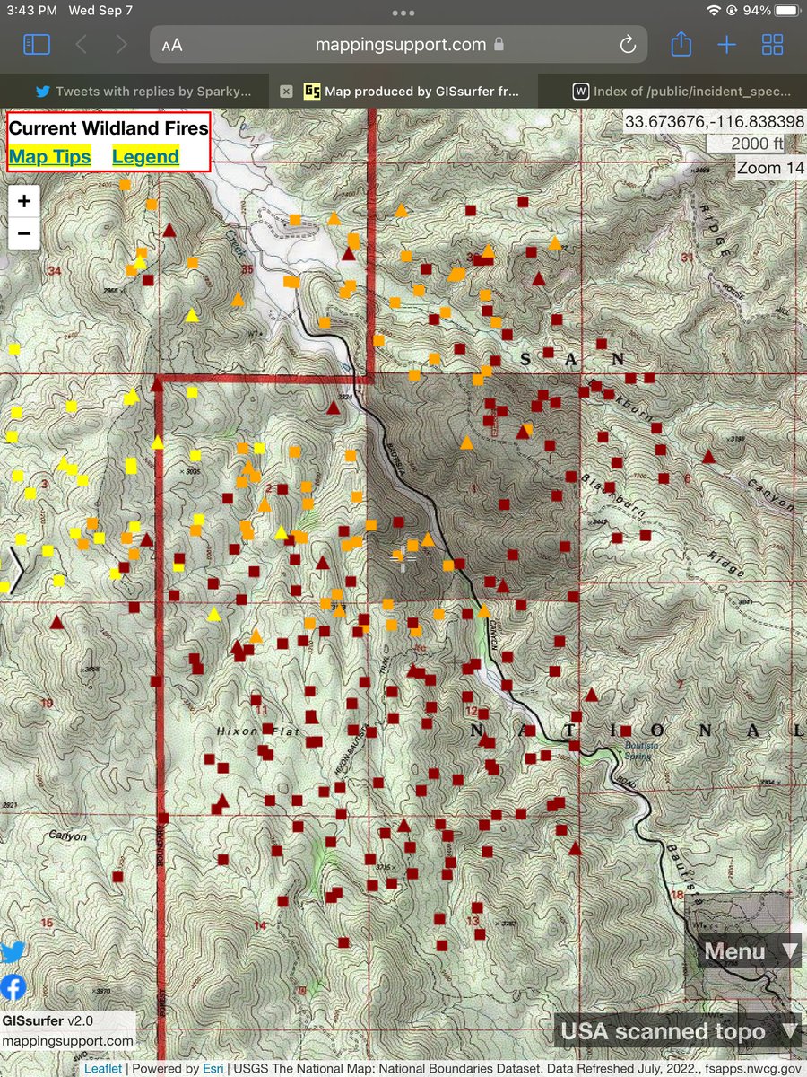 #fairviewfire 

Here are two heat signature maps that provide a very general location of the fire.  (09-07-22 3:45 P.M.)