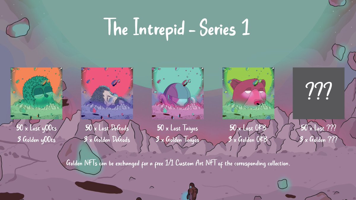 THE INTREPID - SERIES 1
My first art-based mini-series will be launching shortly 
- 265 Supply
- Royalties will be 1.59%
- Apply for WL 
docs.google.com/forms/d/1KjjDR…
- Apply to get WL spots for your community (will be prioritized over individuals)
docs.google.com/forms/d/1tdXCS…