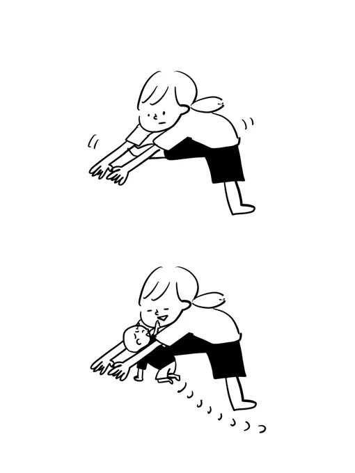 ありとあらゆる方法でストレッチを妨害してくる1歳児

#むぴーの絵日記 