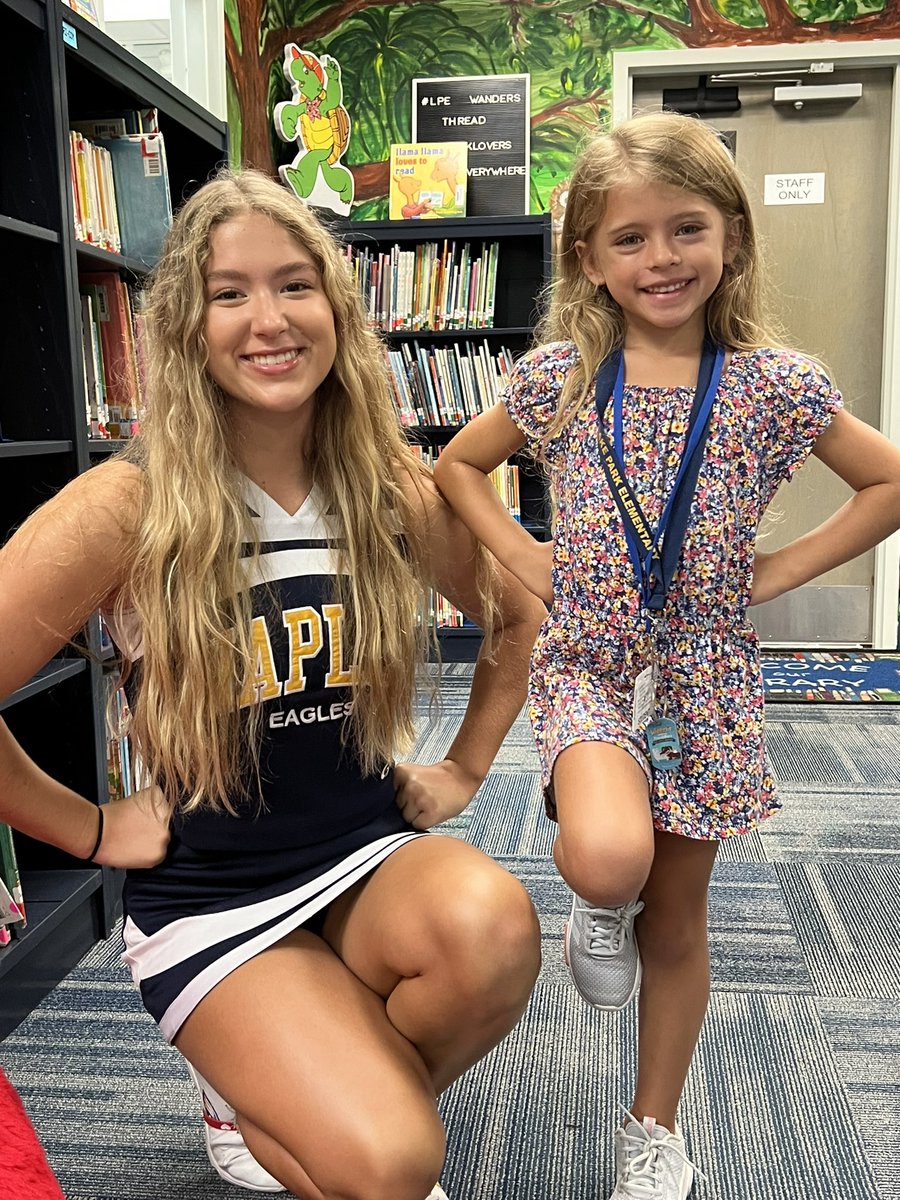 Two cheerleaders at @LPEPanthers are excited and ready for the upcoming @NaplesHS football game! #Cheerlife #NaplesHurricanes