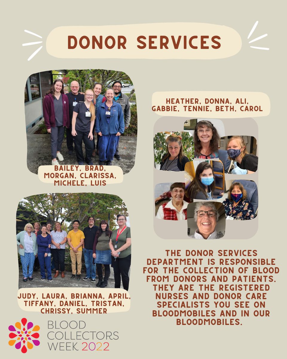NCCBB's tweet photo. Meet our Donor Services Department staff!
#BloodCollectorsWeek
#herosworkhere
#blooddonorssavelives https://t.co/QQr594lqsj