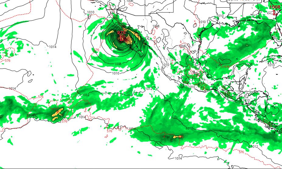WxSavants's tweet photo. Tropics heating up just a bit.  Hurricane Kay is riding right up Baja California.  Rain should get as far north as San Diego and maybe LA. #WxSavants https://t.co/le3xRbLcjq