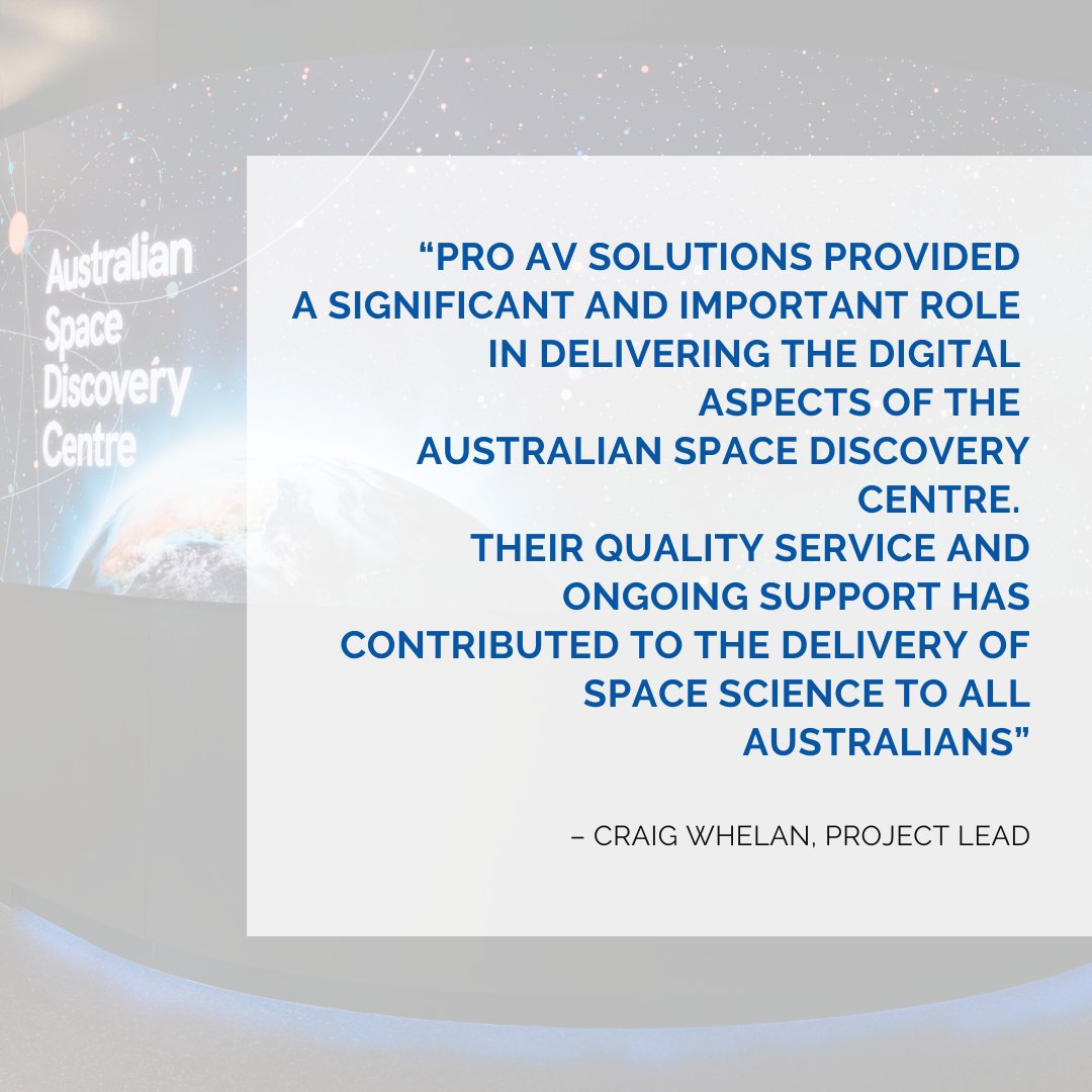 ProAVSolutions's tweet image. The Australian Space Discovery Centre was designed to promote learning and collaboration through interactive experiences
Read the full case study here: lnkd.in/gwmaD3V5
#AustralianSpaceAgency #Technology #Design #Innovation #Project #AV #AudioVisual #ProAV #ProAVSolutions