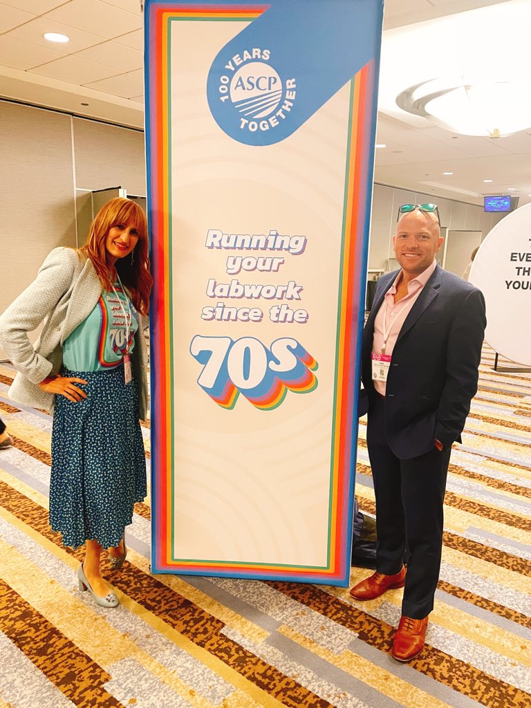 HermelinMD's tweet photo. #ASCP100. 
What a conference. What a celebration. @ASCP_Chicago supporting, leading and innovating the lab for 100 years🤩🤩
It’s amazing pathologists like my friend @ALBoothMD that will help lead us into the next generation of #Pathology and #LabMedicine 🔬🧬🥼🧫🩸🕺🏽 https://t.co/dEpAYzG3tO