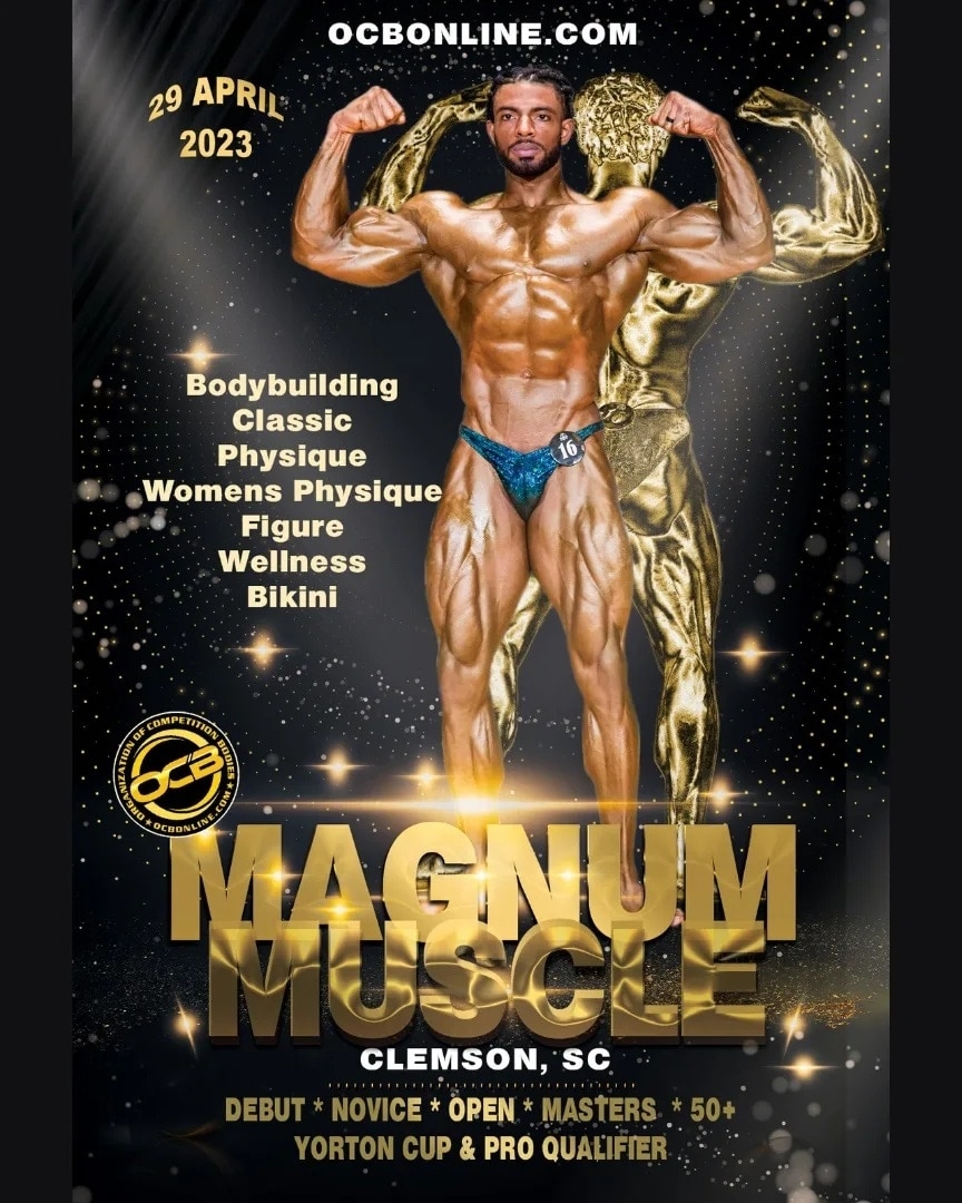 Live_Well_Team's tweet photo. OCB Magnum Muscle
 2️⃣9️⃣ April 2️⃣0️⃣2️⃣3️⃣ 

Save the Date and get ready for another great show‼️

Clemson, South Carolina 

Magnum Muscle is 7 months out. Will you train hard, diet, reach your ceiling and break through it? Let's find out 🚀

Visit https://t.co/YpZ225NkeU for info. https://t.co/Mn0qsLcYsG