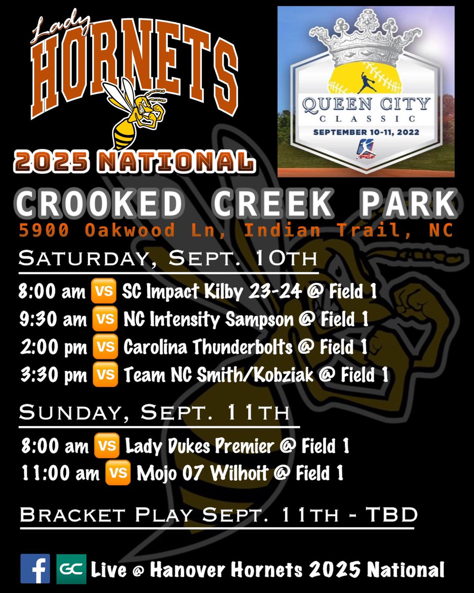 Catch us this weekend at the <a href="/PGFnetwork/">PGF</a> Queen City Classic!! 
🐝🧡💪 

All games will also be video broadcasted on GC at ladyhornets.live/2025national 👀