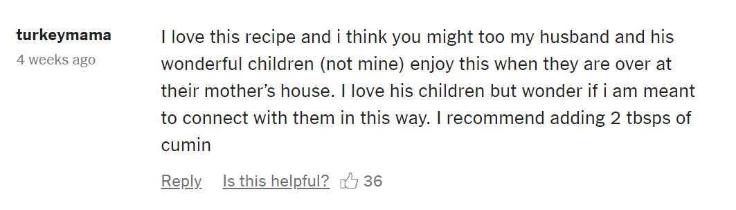 alexandrascaggs's tweet photo. omg i found one of *those* nyt cooking comments in the wild https://t.co/HpcBHnxpTz
