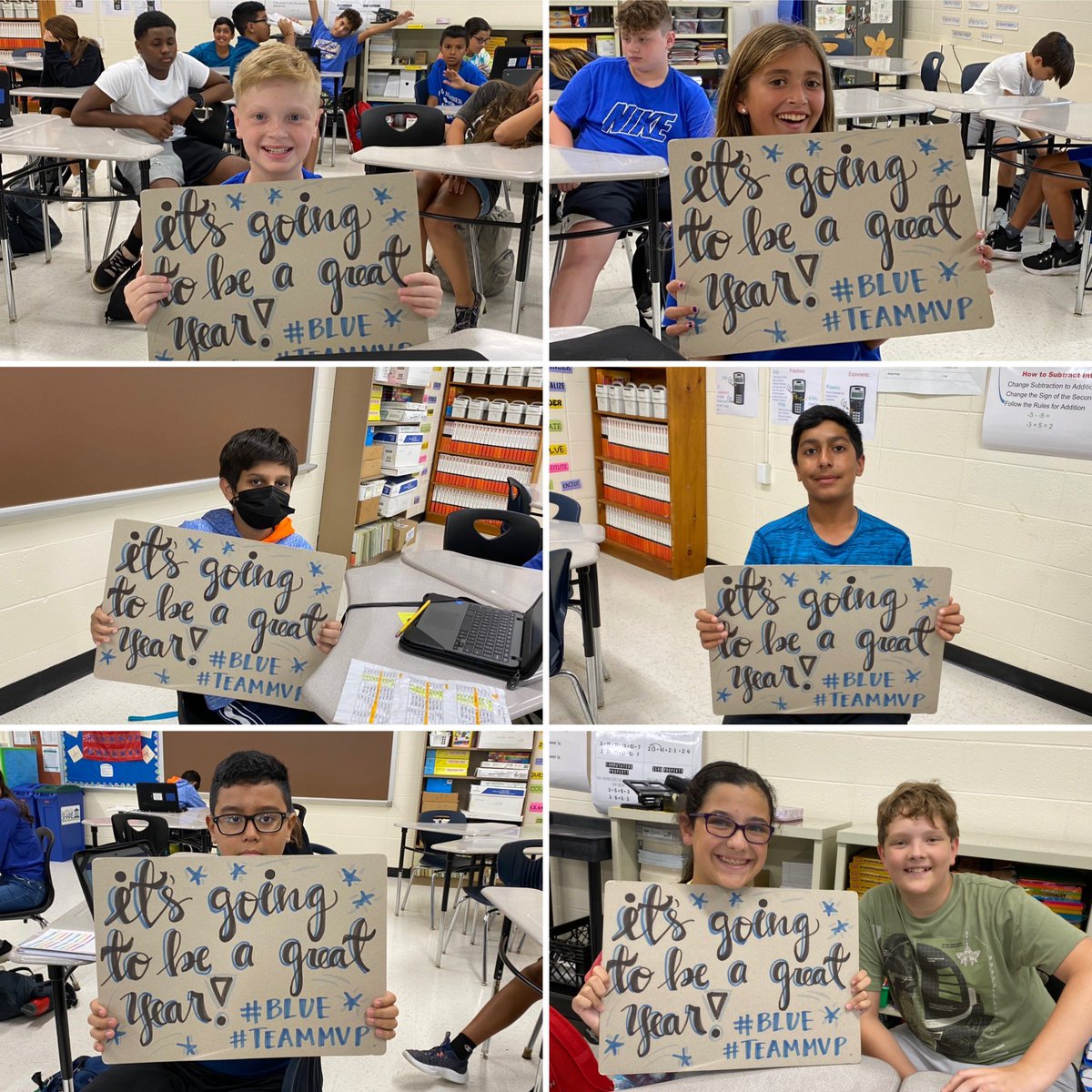 jharri111's tweet photo. Team MVP has a message for you! #blueteamrocks #thanksforthesignmrsbrady @mrvscience217 @MtruciosMaria https://t.co/hnBEBq1PCG